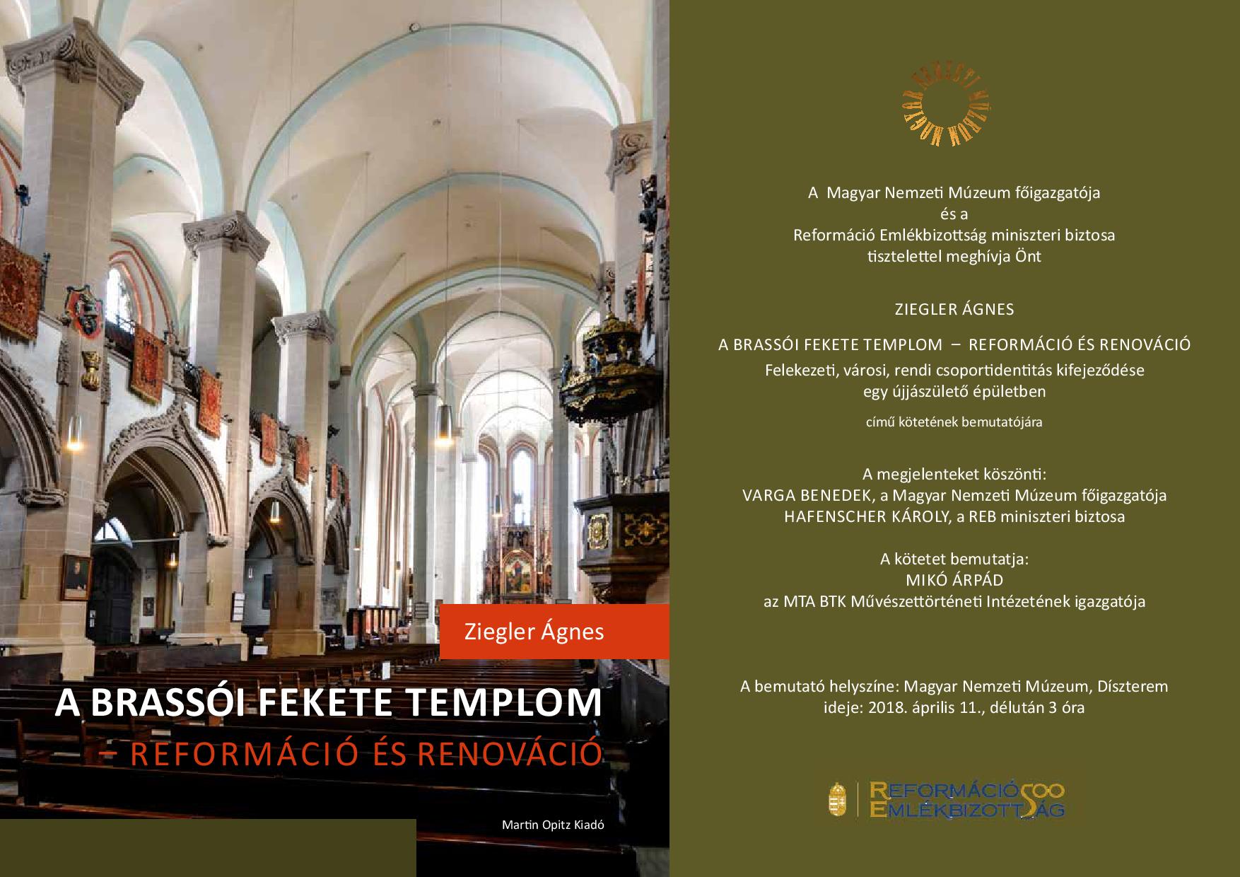 Könyvbemutató: A brassói Fekete Templom - Reformáció és renováció